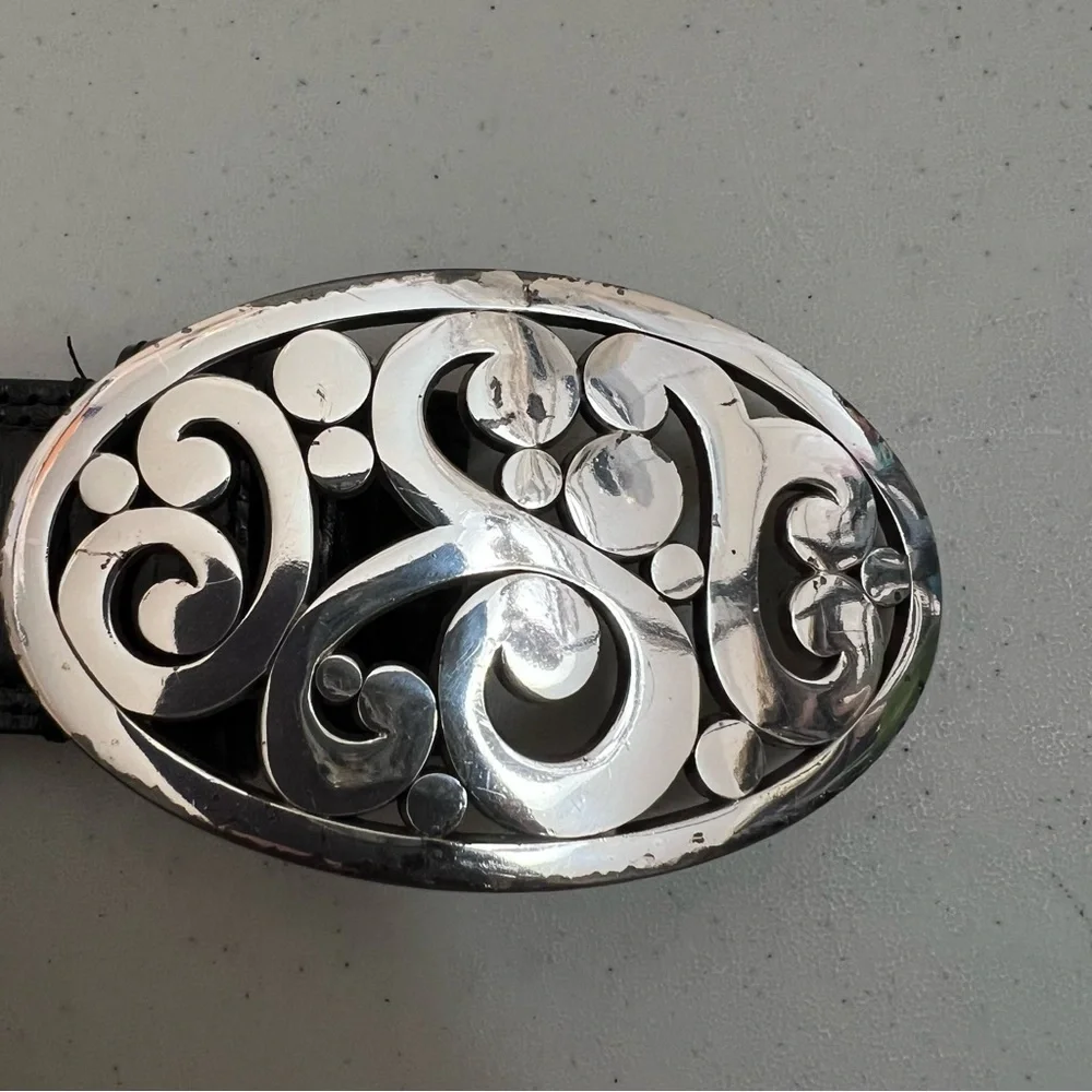 Brighton Black and Silver Braided Belt with Ornate Buckle